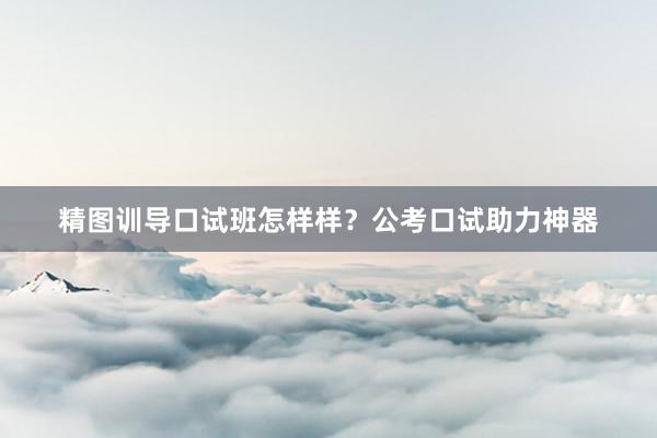 精图训导口试班怎样样？公考口试助力神器