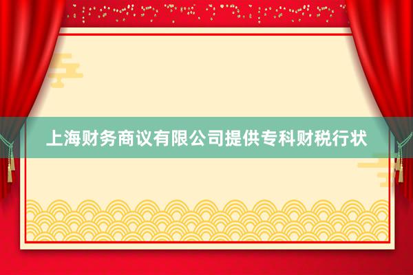 上海财务商议有限公司提供专科财税行状